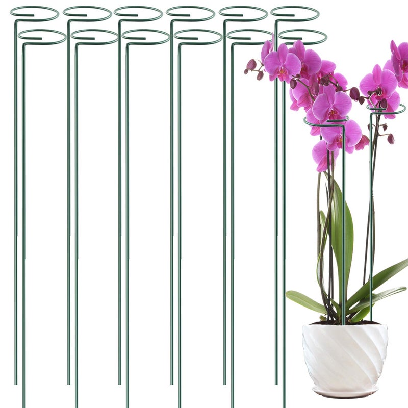 Dreecy 12 Pack 36 inch Plant Support Stakes,Single Stem Plant Support Stake Single Plant Stem Garden Flower Support Stake Steel Plant Cage Support Ring for Orchid Gladiolus Iris Dahlia Amaryllis Rose Lily - Image 1